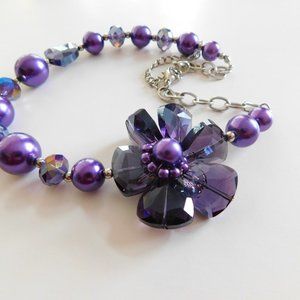 Charming Charlie Purple One Strand Bead Necklace